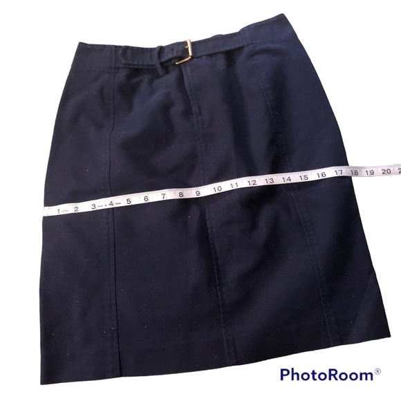 Navy blue  Lauren Ralph Lauren skirt attached belt metal buckle - Picture 3 of 8